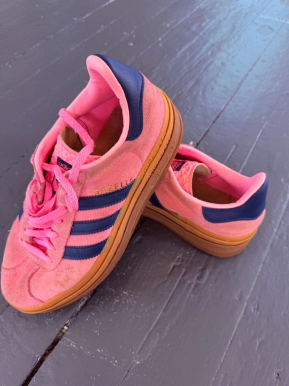 adidas Platform Gazelle in Bold Pink Blue $48